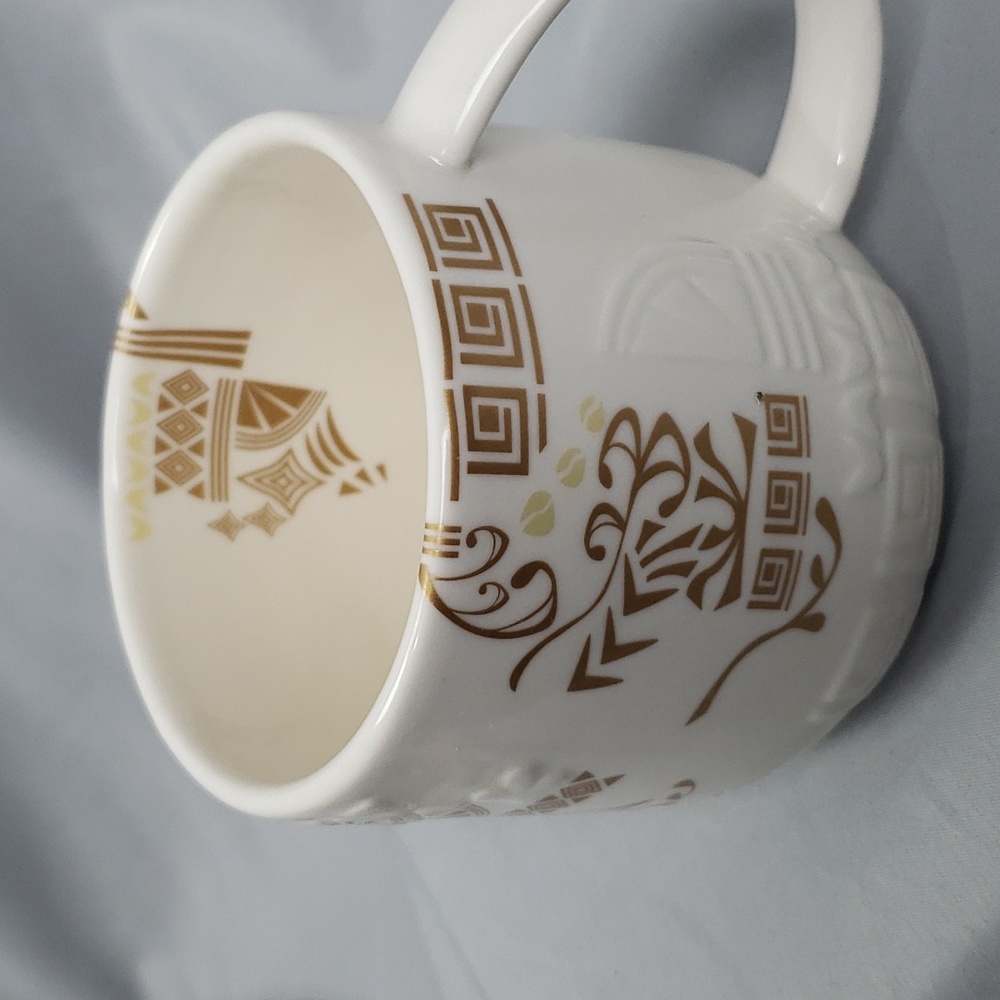 Starbucks 2012 New Bone China Coffee Mug Textured Asian Detail - Picture 3 of 9